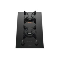 Cooktop 2 Bocas A Gás Preto Com Mesa De Vidro Atlas U Top