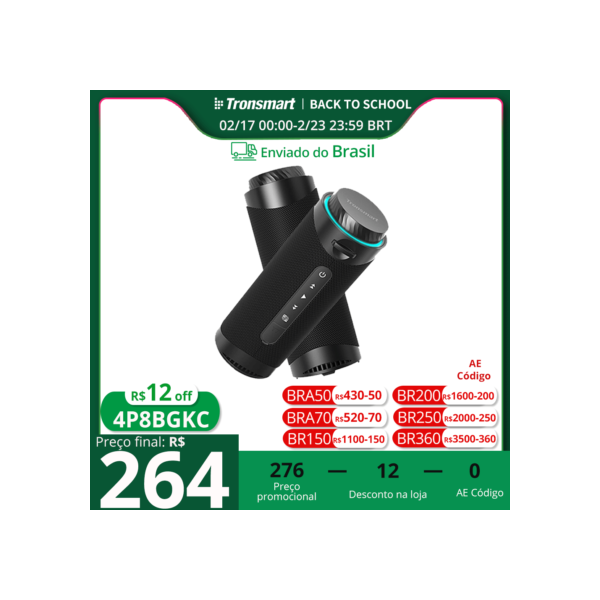 Tronsmart t7 caixinha de som bluetooth, surround de 360 graus alto-falante bluetooth, modos de led, verdadeiro estéreo sem fio, APP