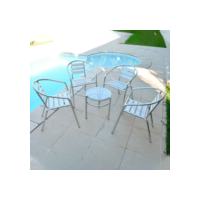 Conjunto 01 Mesa Centro e 04 Cadeira Alumínio Leve Varanda Área Externa Resistente Modelo Gravatá