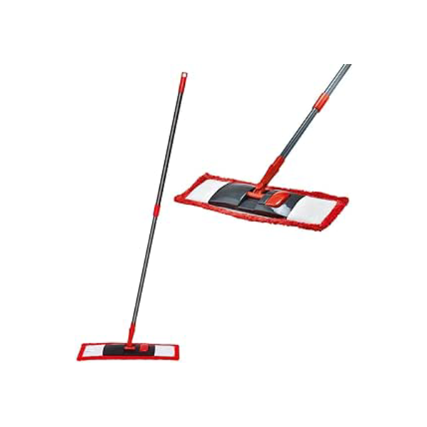 Mop Flat Microfibra Rodo Mágico Cabo Aço ajustável Vermelho e Cinza - Powermaid