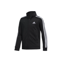 adidas Jaqueta de tricô icônica com zíper frontal para meninos, Preto, P