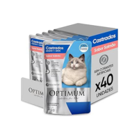 Pack Ração Úmida Optimum Sachê para Gatos Adultos Castrados Sabor Salmão 85g - 40 unidadaes