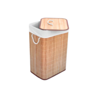 Jolitex cesto banheiros de bambu forrado claro retangular para roupas cor Palha liso