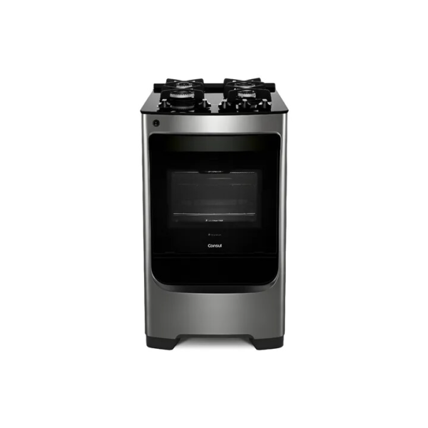 Fogão Consul 4 Bocas Cor Inox Com Mesa De Vidro E Grade De F
