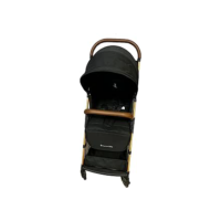Carrinho Premium Baby Zurich Preto Gold Couro Marrom