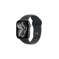 Apple Watch Series 11 GPS, Caixa em alumínio preto brilhante de 42 mm com Bracelete desportiva preta - P/M
