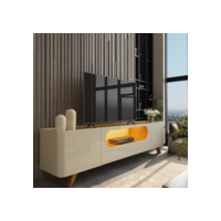 Rack para TV até 85 Polegadas com LED com Pés Madeira 210cm 100% MDF Nobre Madeira Maciça