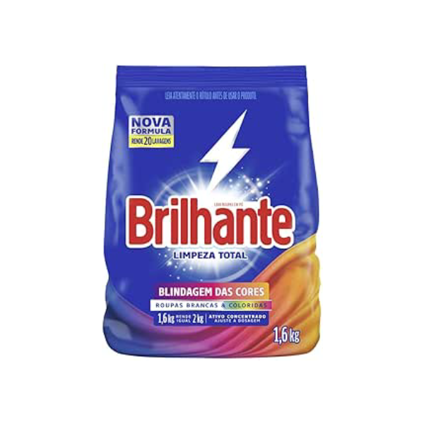 Brilhante Limpeza Total - Lava-Roupas Em Pó Roupas Brancas E Coloridas Ativo Concentrado Pacote 1 6Kg
