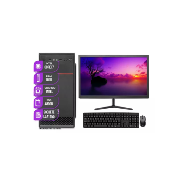 Pc Completo Mancer, Intel I7, 16gb Ram, Ssd 480gb, Monitor