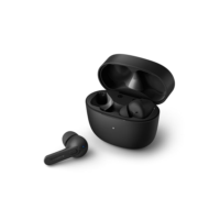 PHILIPS TAT2206BK/00 - Fone de ouvido sem fio TWS bluetooth com microfone, formato em haste, IPX4 e energia para 18 horas totais, Preto