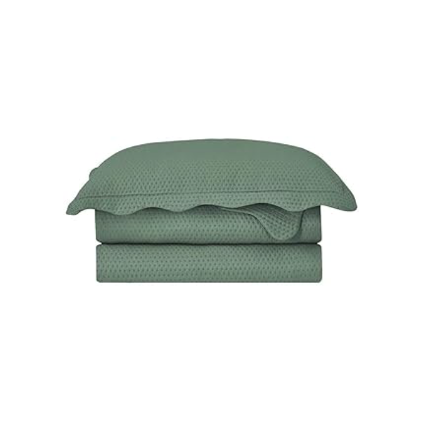 Colcha Kit Cobre Leito Bullet Camesa Solteiro 160x230cm Verde