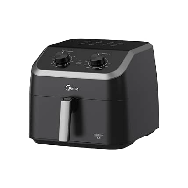 Fritadeira Midea Air Fryer 8,5L, design com dois botões, ampla faixa de temperatura de 80°C a 200°C, cesto antiaderente e prato para vegetais, 1900W, 110V, FWM85P1