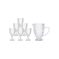 Conjunto de Jarra 1L e Copos 350ml de Vidro Haus Concept Canelado 7 Peças