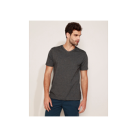 camiseta masculina básica manga curta gola v cinza mescla escuro