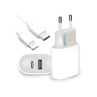 Kit Carregador Super Turbo 40W Porta Dupla (USB-A + USB-C) + Cabo USB Tipo-C, Compatível com Todos Dispositivos, Iphone 15/16 IOS Android Galaxy, Tablets, Notebooks, Tablets Linha Premium