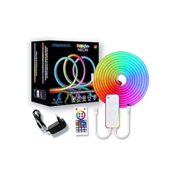 Fita Led Inteligente DreamColor Neon Novadigital CLW-NEON RGBIC 6803 Efeito Neon Tuya e SmartLife - Rolo de 5 Metros - Compatível com Alexa e Google Assistente