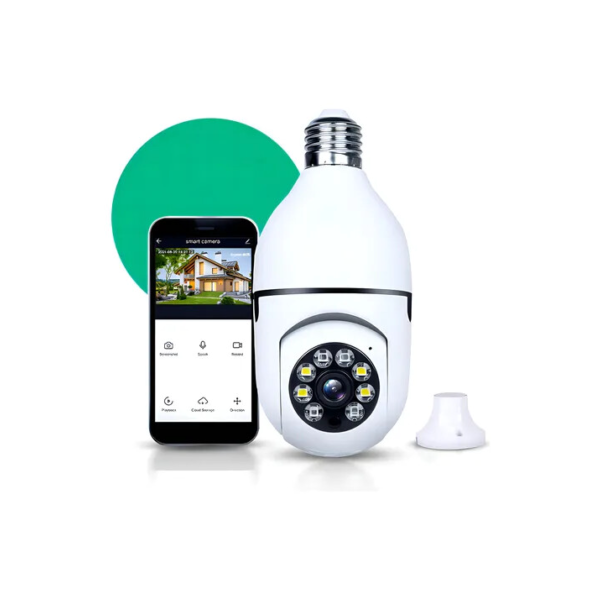 Camera De Segurança Ip Inteligente Lampada Panoramica App Yoosee Wifi Espiã Giratoria 360º Fergusom Branco