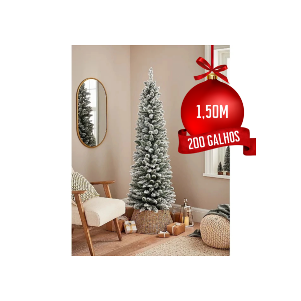 Árvore Slim Nevada: Elegância Natalina com 1,50m, 210 Galhos e 47cm de Diâmetro