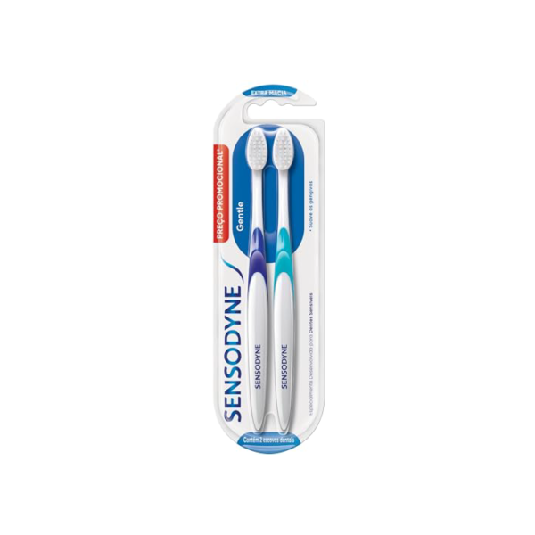Sensodyne Escova de Dente Extra Macia Gentle, para Dentes Sensíveis, Suave às Gengivas, 2 unidades