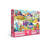 Postais do mundo - Continentes - América - Quebra-cabeça 500 peças, Game Office, Toyster brinquedos