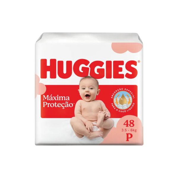 Huggies Fralda Descartável Máxima Proteção P - 48 Un