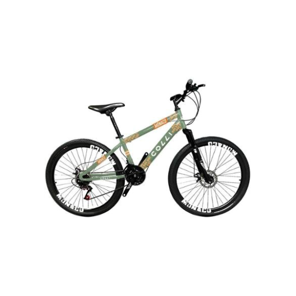 Bicicleta Aro 26" Colli Mônaco Freio a Disco de Aço 21 Marchas - Verde+laranja