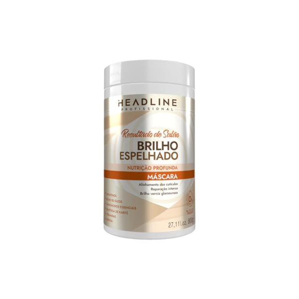 Máscara Brilho Espelhado - Nutrição, Repara e dá Brilho - HEADLINE Resultado de Salão - 800g