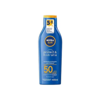 NIVEA SUN Protetor Solar Protect & Hidrata FPS 50 400ml - Com toque seco, rápida absorção e resistente à água, esse protetor solar oferece altíssima proteção ao sol e promove hidratação à pele