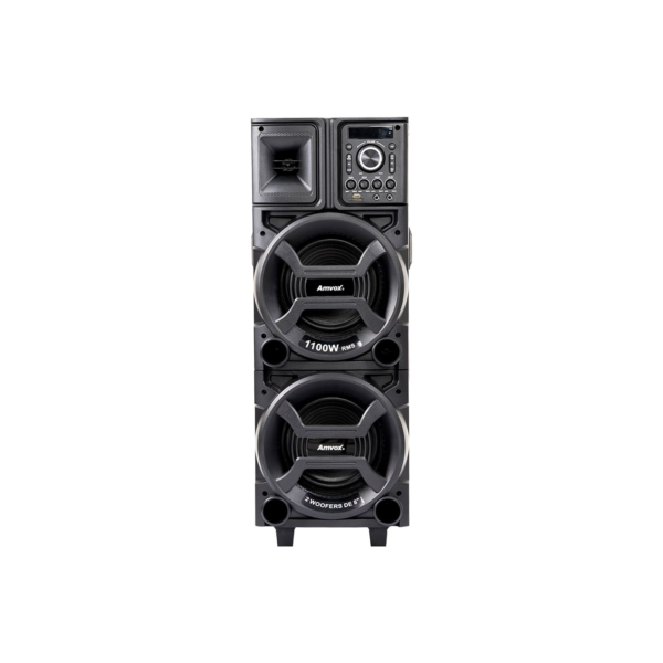 Caixa de Som Amplificada ACA 1101 Black Duplo 8 | AUX/USB/CARD, Bluetooth, Preto, 1100W RMS