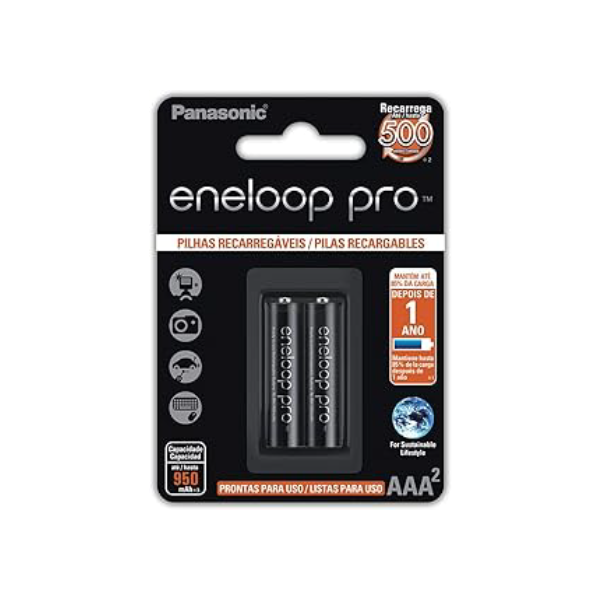 Pilha Recarregável PRO AAA, Eneloop, BK-4HCDE/2BB, Azul