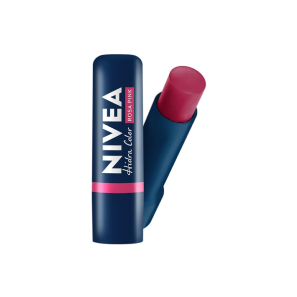 NIVEA Hidratante Labial Hidra Color 2 em 1 Rosa Pink 4,8g - Combina cor intensa e hidratação enriquecida com Manteiga de Karité, Óleo de Amêndoas orgânico e Vitamina E