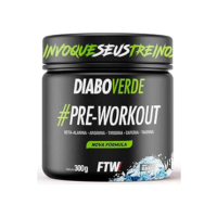 FTW Pré-Treino Diabo Verde em Pó com Cafeína, Aminoácidos Beta‑Alanina e Arginina para Treinos e Atividades Físicas - Pote 300 g (Sabor: Black Ice)