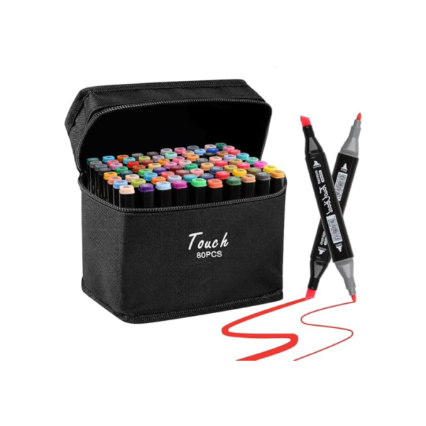 Canetas para Pintar Bobbie Goods, Caneta Touch, para Livro de Colorir, Marcador - Canetinhas Ponta Dupla, Secagem Rápida, Base de Álcool, Não Tóxicas - Criativo Antiestresse - PREMIUM (80)