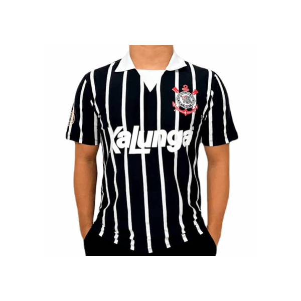Camisa Polo Corinthians Retrô Kalunga, Masculina, Preta, M