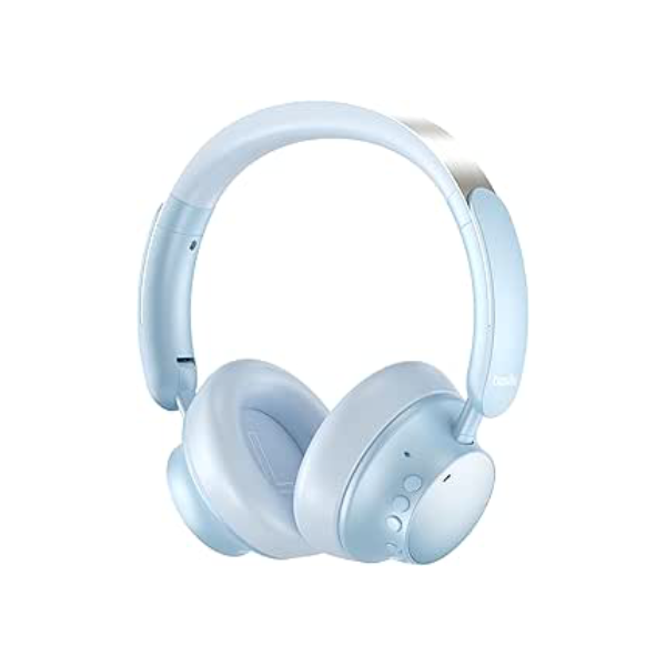 Basike Fones de Ouvido Bluetooth com Cancelamento de Ruído, Headphone ANC Adaptáveis, Conexão Dupla, Dobráveis, 50h de Reprodução (Azul)