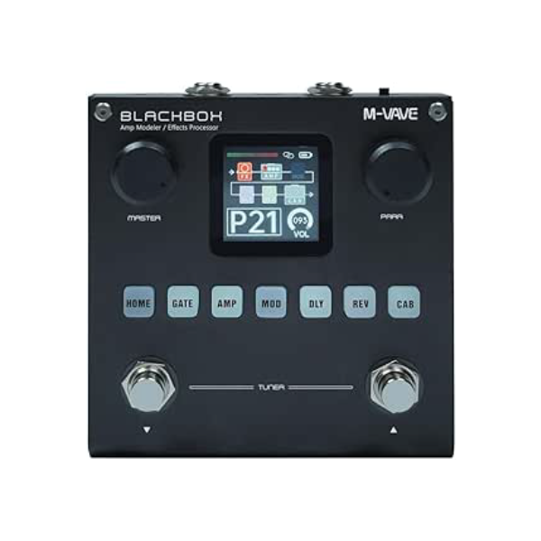 M-VAVE Pedal processador multiefeitos para guitarra, com mais de 80 efeitos embutidos, modelagem de amplificador 44,1 KHz / 24 bits 6 + 1 efeitos simultâneos, bateria recarregável integrada BLACKBOX