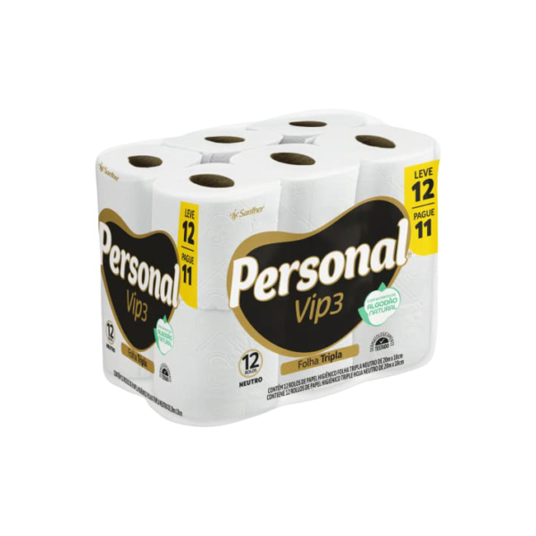 Personal Papel Higiênico Vip Folha Tripla Com 12 Rolos De 20M