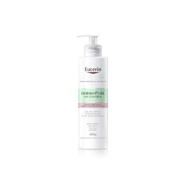 EUCERIN Gel de Limpeza Facial AntiAcne DermoPure Concentrado 400ml, Peles Oleosas e Acneicas