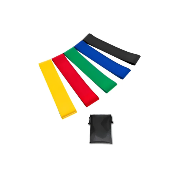 Kit 5 Faixas Elásticas Mini Band Com 5 Níveis Fisioterapia
