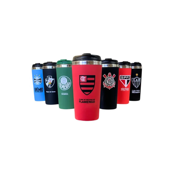 Copo Térmico Emborrachado Inox 450 Ml Dos Times De Futebol