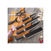 Kit 6 Peças Conjunto de Faca Churrasco Carne Legumes Descascador Tesoura Profissional
