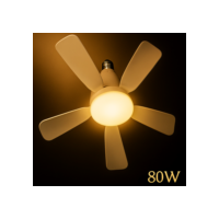 Ventilador de Teto 80w Bivolt 5 helices Oval LED Com bulbo 3 Cores E27 Controle Função Timing