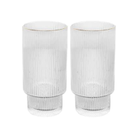 Wolff COPOS ALTOS DE CRISTAL COM BORDA DOURADA LINES 400ML TRANSPARENTE 2 PEÇAS