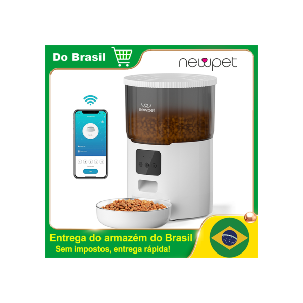 Alimentador Automático para Gatos Newpet Controle remoto do dispensador de ração para gatos WiFi inteligente Alimentador automático para acessórios de comida seca para cães e gatos
