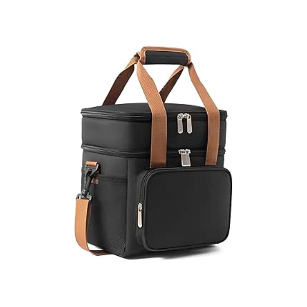Bolsa Térmica Grande Espaçosa Dois Compartimentos Lancheira Para Marmita, Passeio, Escola, Faculdade, Trabalho Bolsa Para Marmita (Preto)
