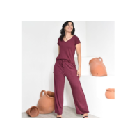 Conjunto Viscolycra Pantalona e blusa Gola V Básica