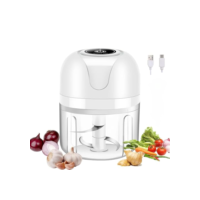 Mini Processador de Alimentos 250ml, 3 Lâminas, Triturador Portátil (Branco)