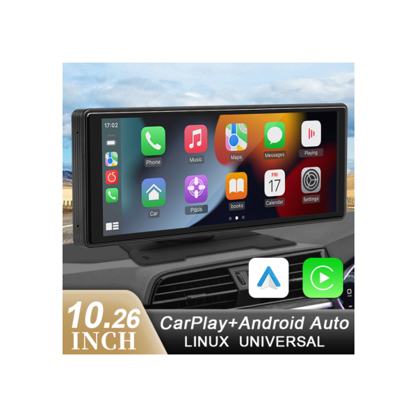 10.26 "rádio espelho do carro reprodutor de vídeo multimídia universal sem fio carplay android tela automática com bluetooth aux usb