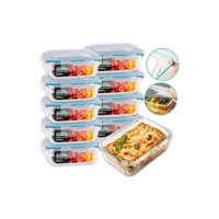 Conjunto 10 Potes 640ml Vidro Hermético 4 Travas Marmita