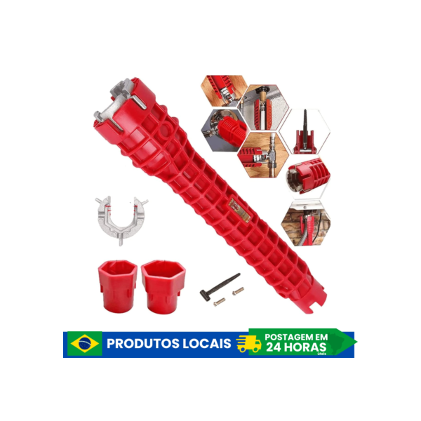 Chave Hidráulica Ferramenta Profissional 8 em1 Para apertar canos Instalar Torneiras Chave de Encanamento de pias